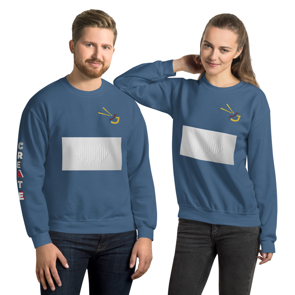unisex crew neck sweatshirt indigo blue front 61560eb878acc