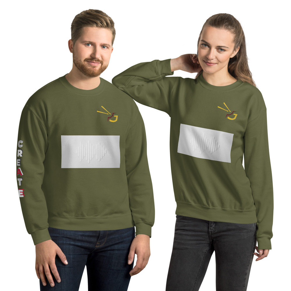 unisex crew neck sweatshirt military green front 61560eb874447