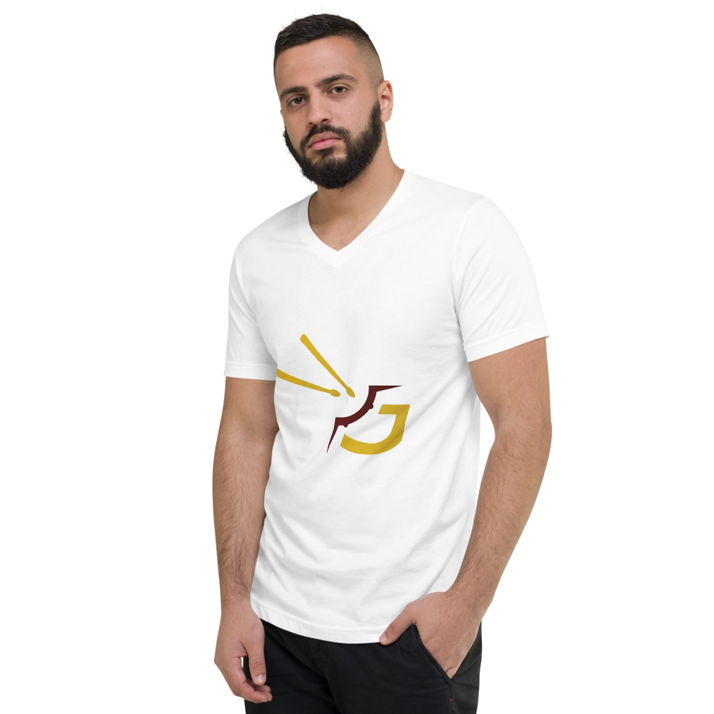 unisex v neck tee white left front 615557ef66554