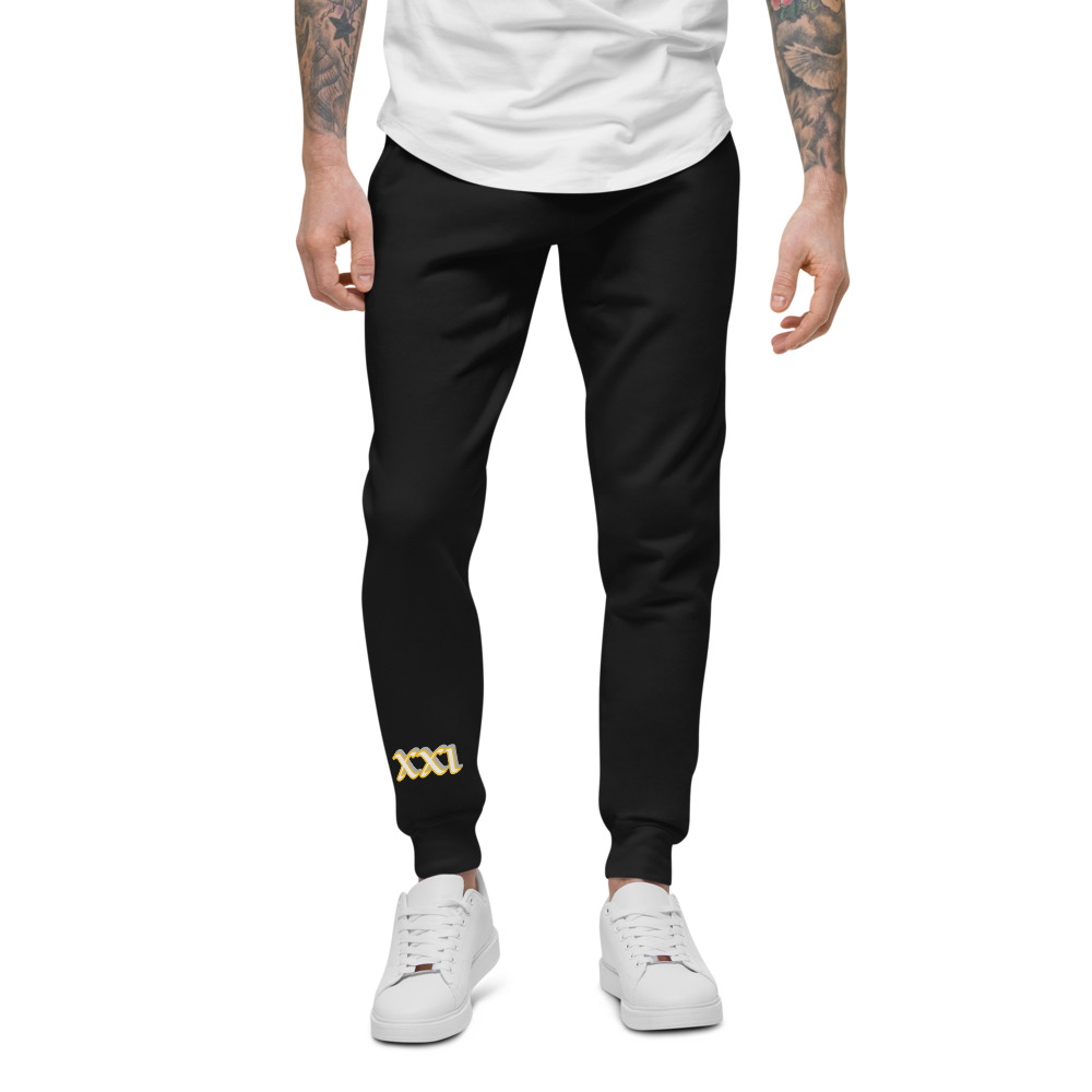 unisex fleece sweatpants black front 61567b631142d
