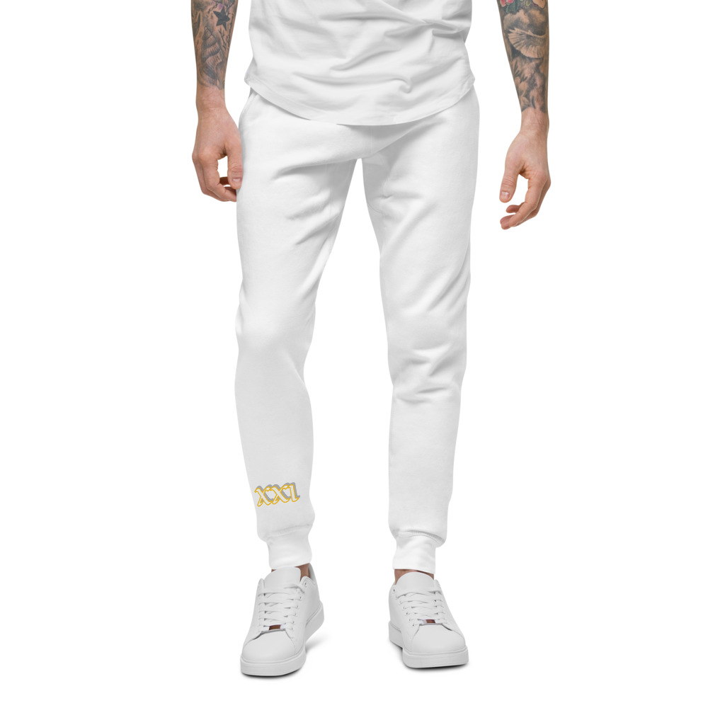 unisex fleece sweatpants white front 61567b6312b2b